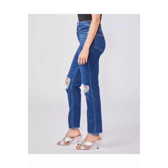 PAIGE Stella High Rise Modern Straight Leg Jeans Soleil Destructed Sz 32/14 $239 - Picture 3 of 15